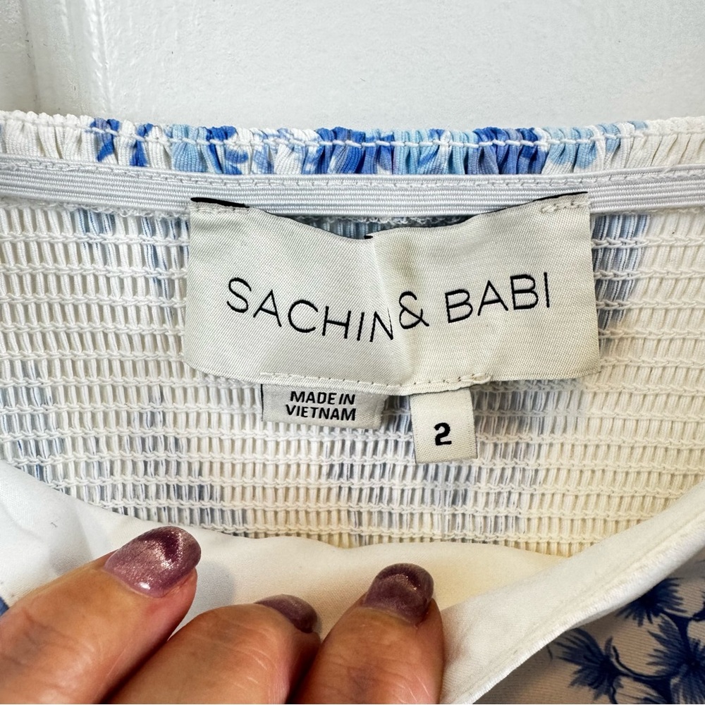 NWT Sachin & Babi Blaine Taffeta Square Neck Midi Dress in Chinoiserie 2 - Picture 12 of 12